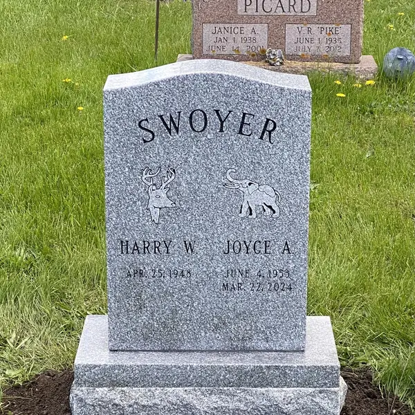 Classic upright granite monument — example 111