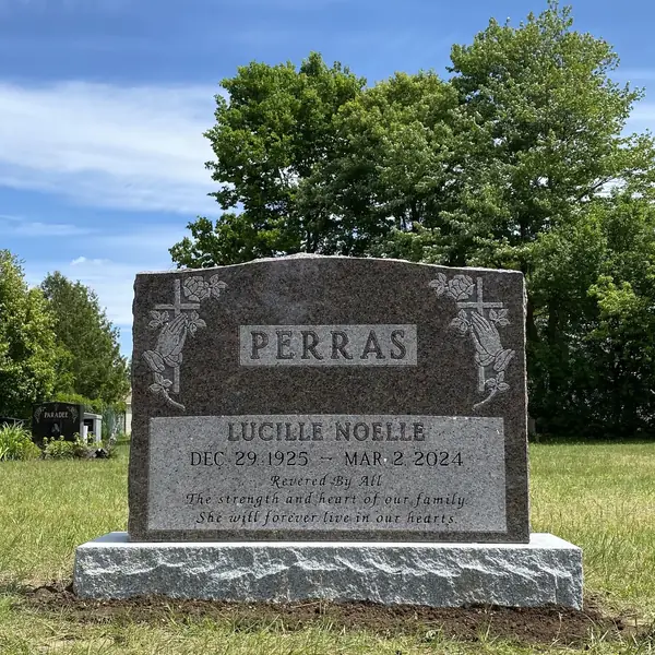 Classic upright granite monument — example 117
