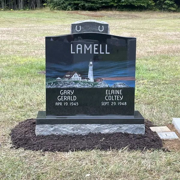 Classic upright granite monument — example 127