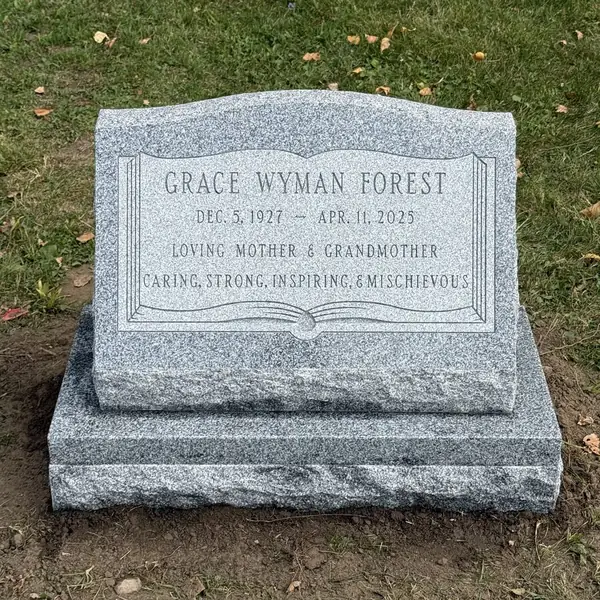 Barre gray slant on base, open book design
