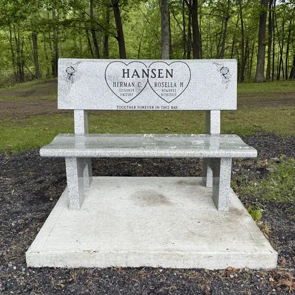 Granite park bench memorial