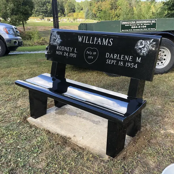 Granite park bench memorial